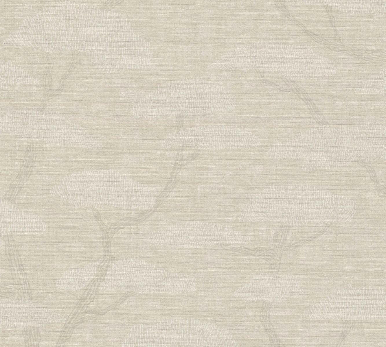 CARTA DA PARATI PVC/TNT. ALBERI BEIGE .