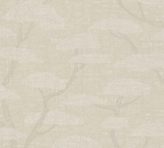 CARTA DA PARATI PVC/TNT. ALBERI BEIGE .