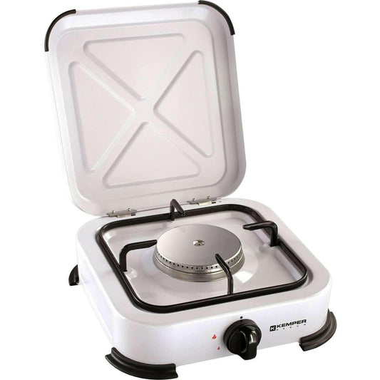 FORNELLO A GAS 1 FUOCO INOX CON COPERCHIO KEMPER