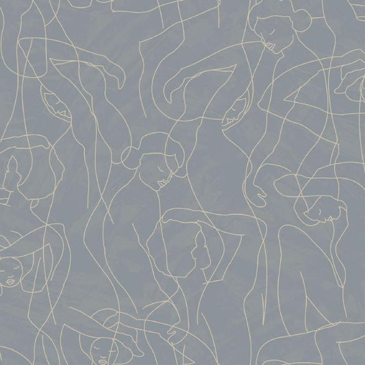 CARTA DA PARATI PVC/TNT /DRAWING BLUE/GOLD