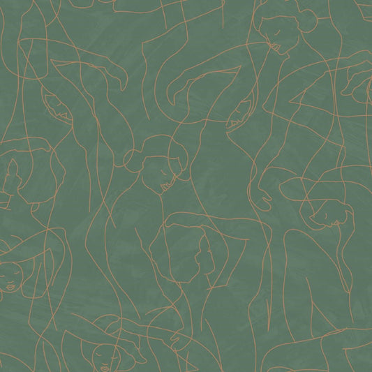 CARTA DA PARATI PVC/TNT /DRAWING GREEN/GOLD