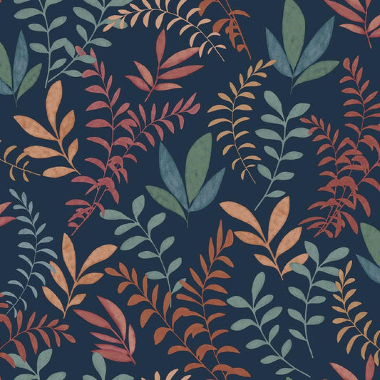 CARTA DA PARATI PVC/TNT /FOLIAGE BLU NAVY-RED