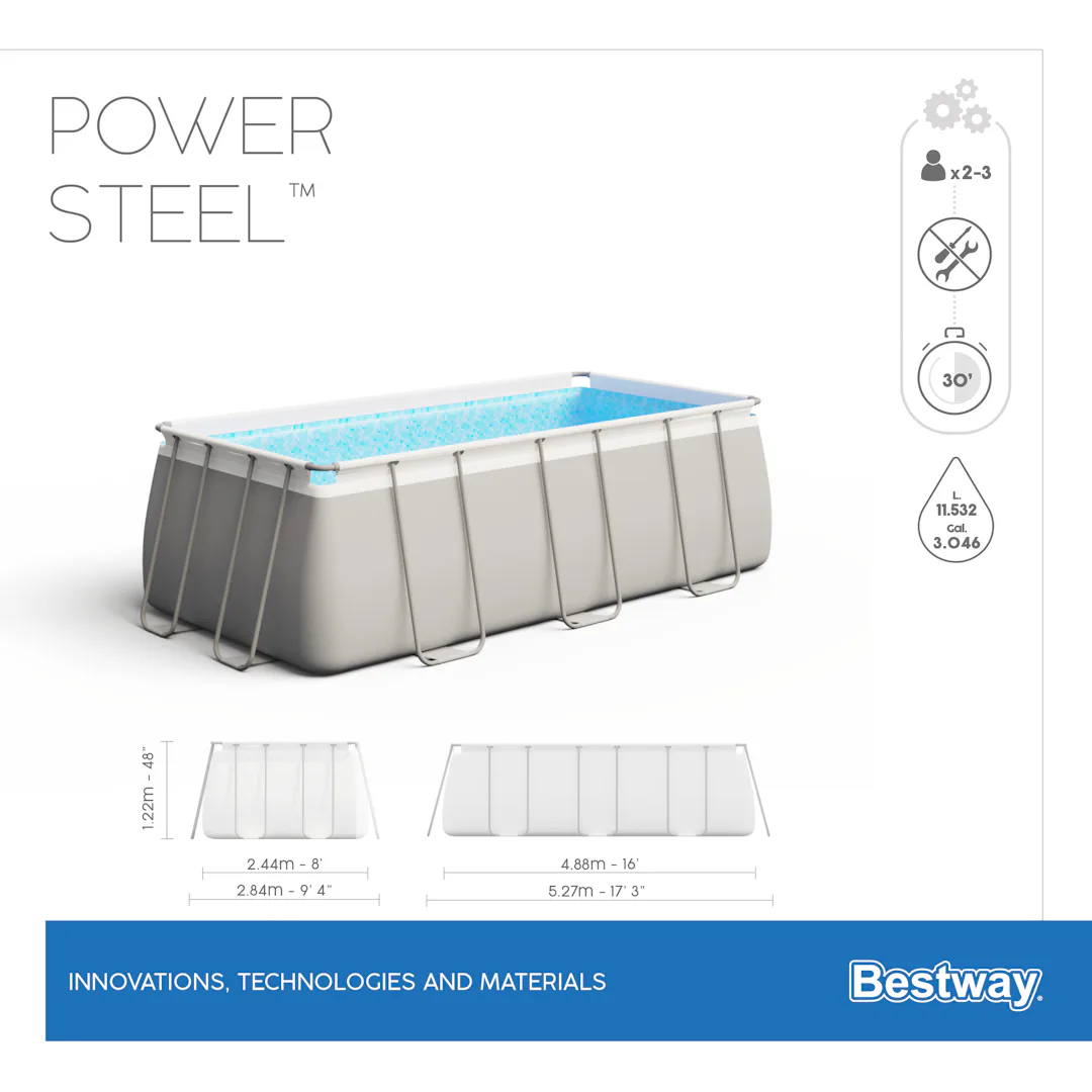 PISCINA BESTWAY E STRUTTURA LINEAR RETTANGOLARE DA 488X244X122cm