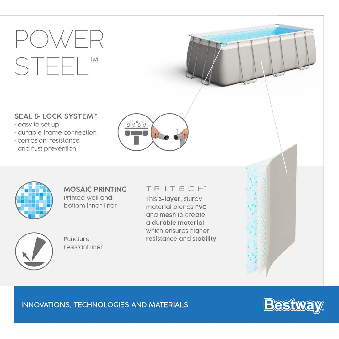 PISCINA BESTWAY E STRUTTURA LINEAR RETTANGOLARE DA 488X244X122cm