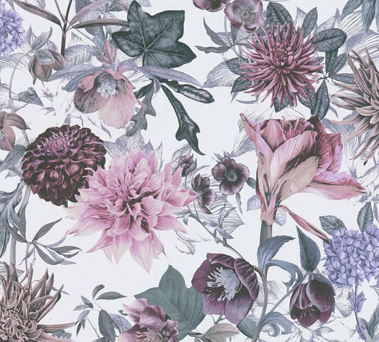 CARTA DA PARATI . TNT FLOWERS WHITE