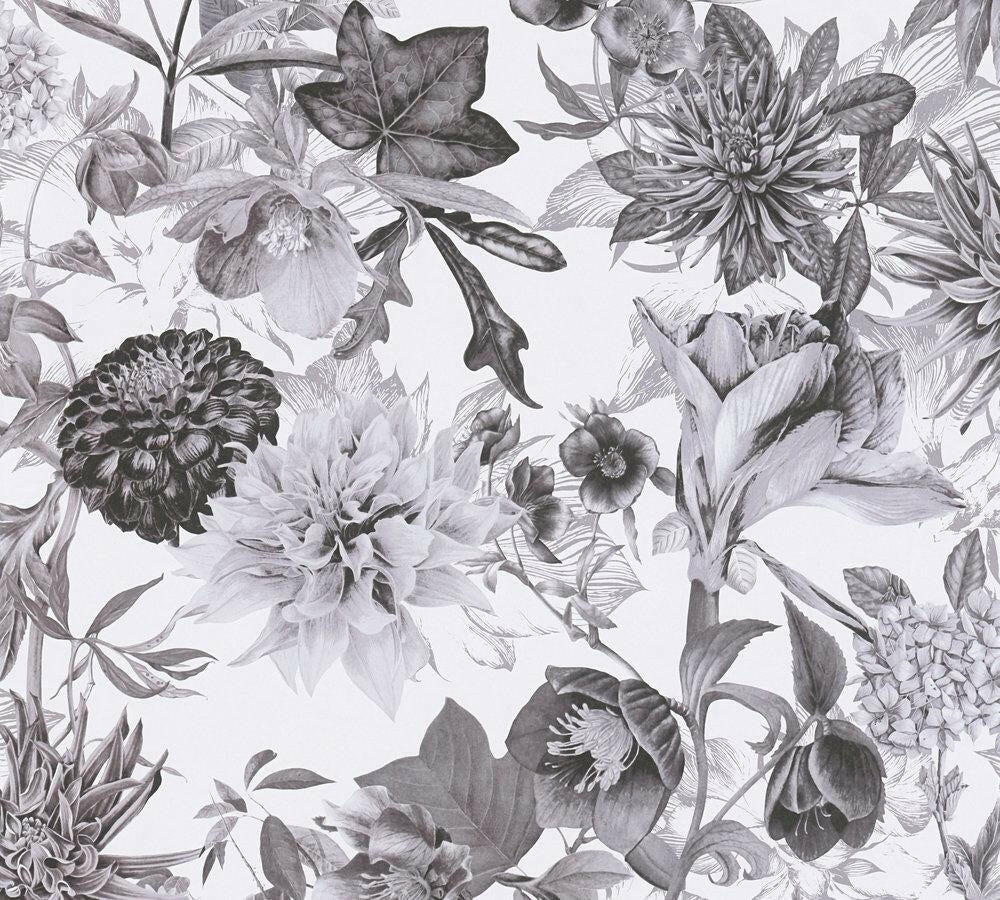 CARTA DA PARATITNT FLOWERS BLACK/W.