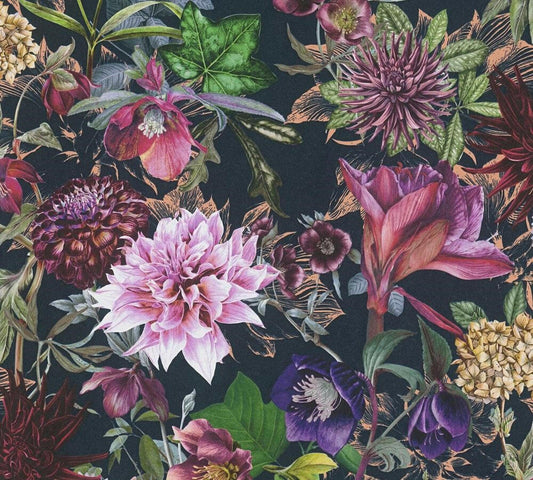 CARTA DA PARATI TNT FLOWERS BLACK
