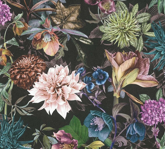 CARTA DA PARATI . TNT FLOWERS BLACK