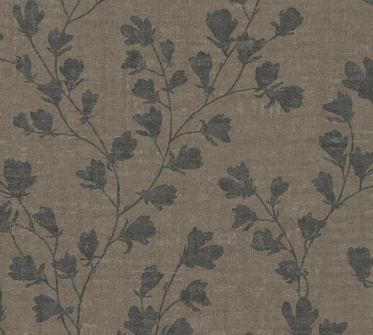 CARTA DA PARATI PVC/TNT. FLOWERS BROWN