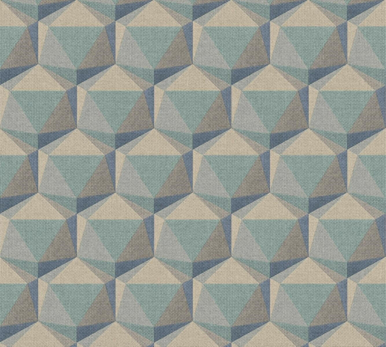 CARTA DA PARATI  PVC/TNT. GEOM.3D AZZURRO