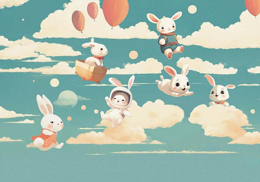 MURALE VINILICO/RABBIT KIDS BLUE