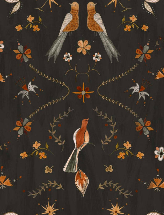 CARTA DA PARATI IN TNT /BIRDS BLACK