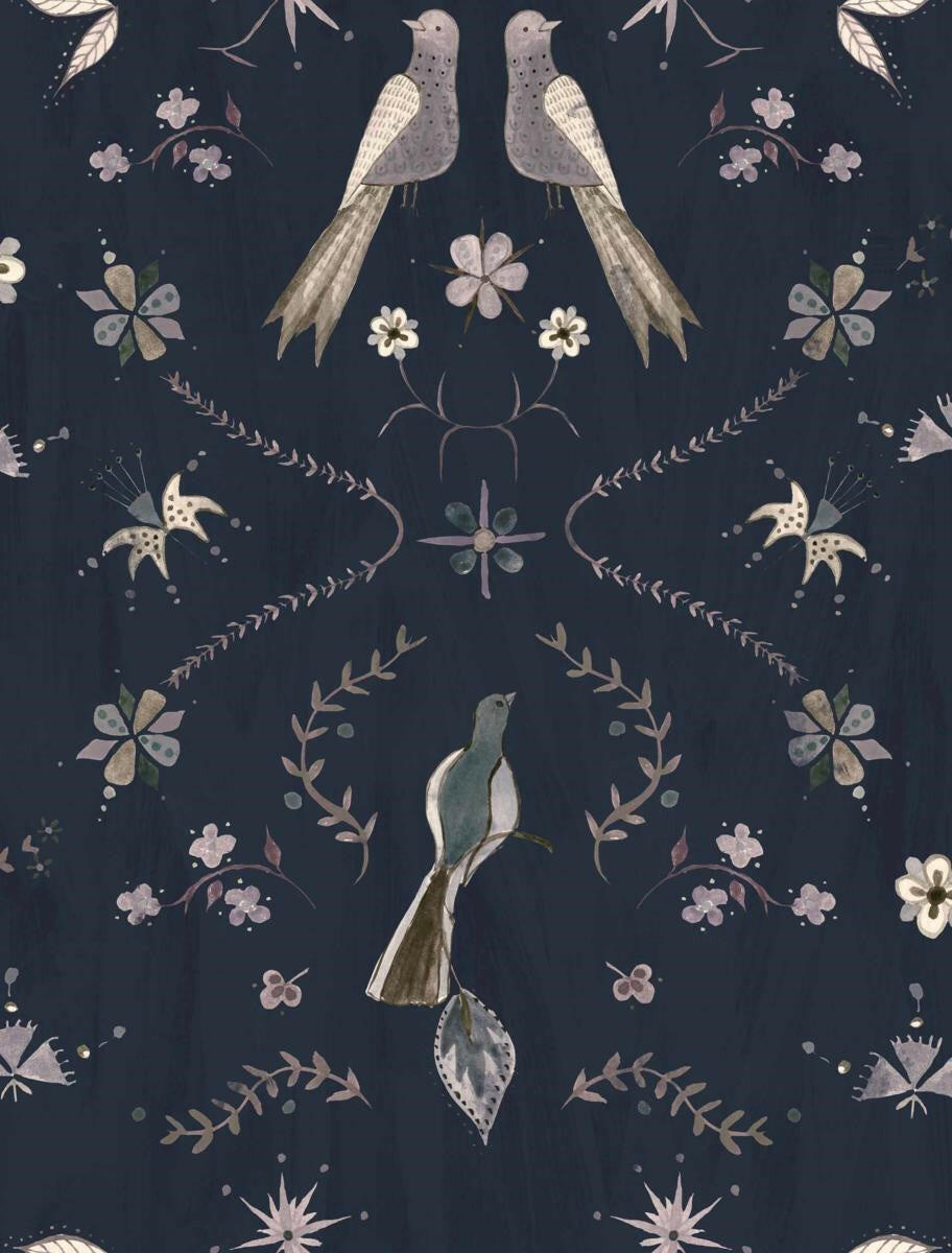CARTA DA PARATI IN TNT /BIRDS BLUE