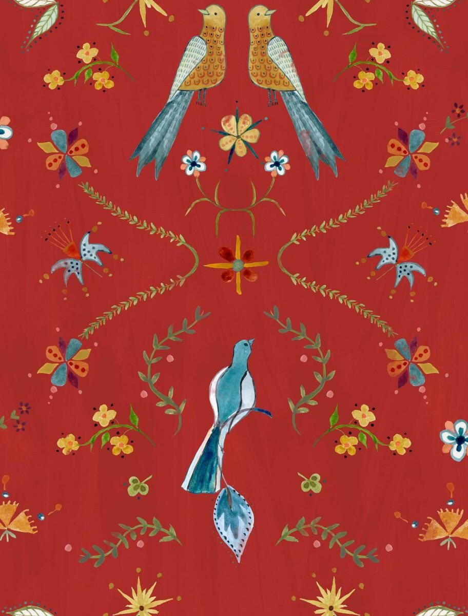 CARTA DA PARATI IN TNT /BIRDS RED