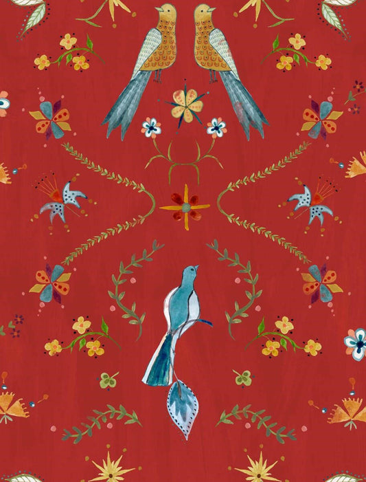 CARTA DA PARATI IN TNT /BIRDS RED