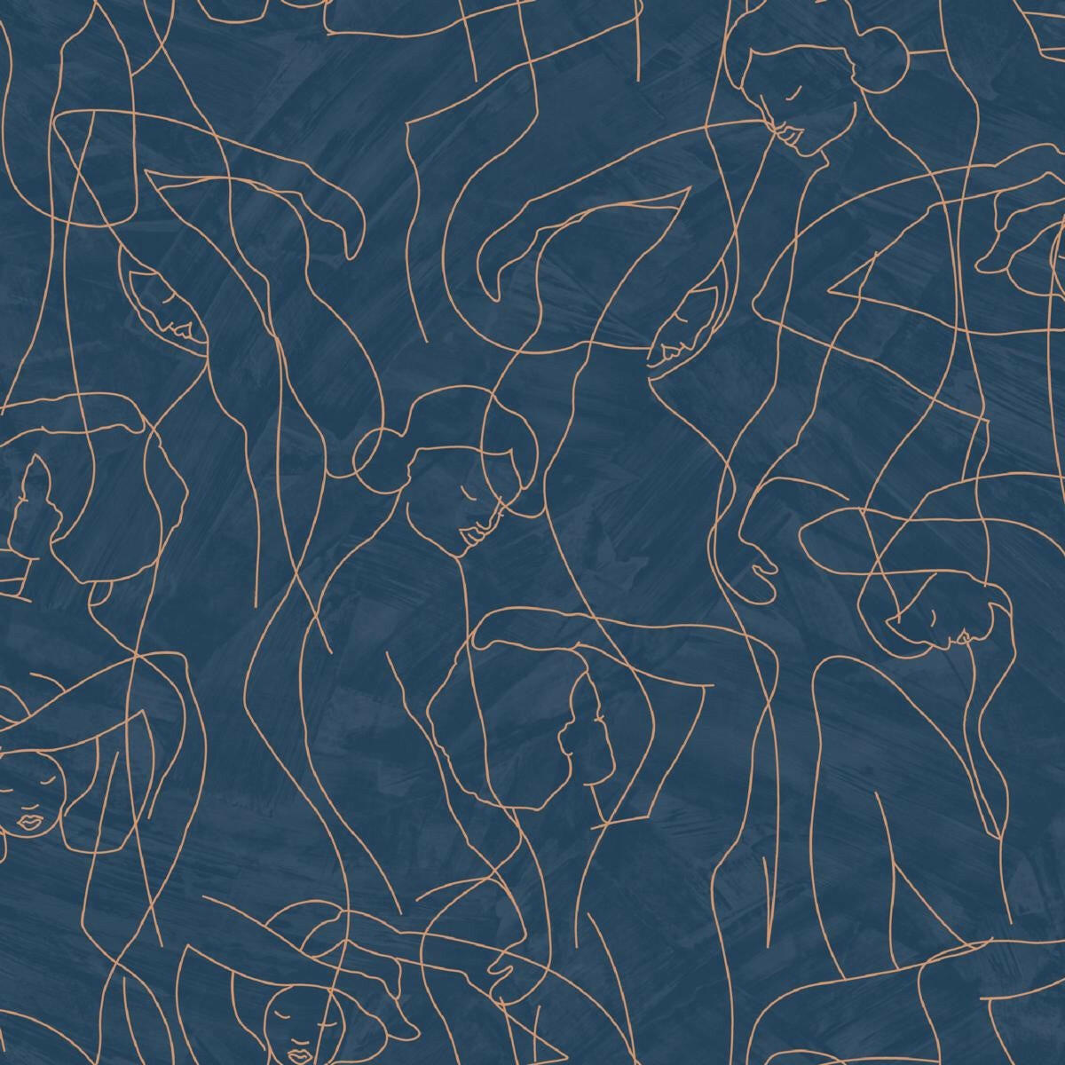 CARTA DA PARATI PVC/TNT /DRAWING BLUE/GOLD