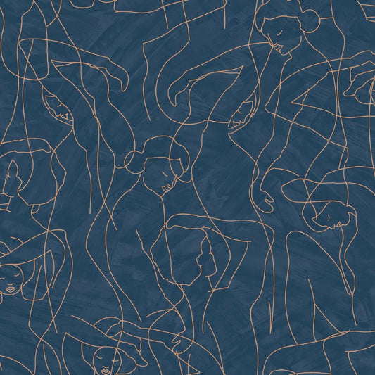 CARTA DA PARATI PVC/TNT /DRAWING BLUE/GOLD