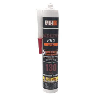 PRO WHITE COLLA DI MONTAGGIO PER PANNELLI DI POLIMERO DURO BATTISCOPA E DOGHE ARD 300ML - dekorhouse